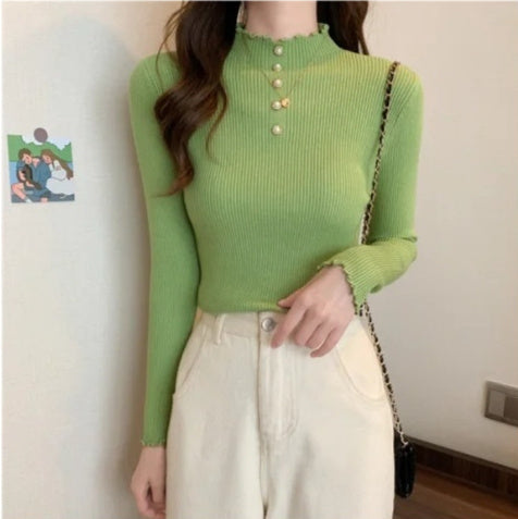 Half Turtleneck Pullover Sweaters Women's Clothing Slim Fit