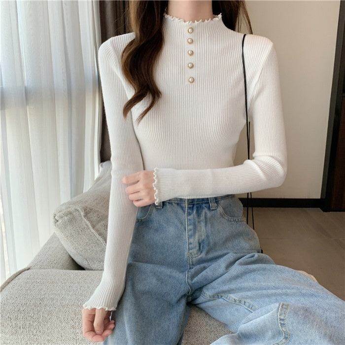 Half Turtleneck Pullover Sweaters Women's Clothing Slim Fit