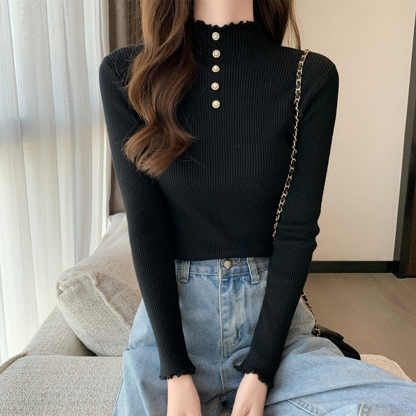 Half Turtleneck Pullover Sweaters Women's Clothing Slim Fit