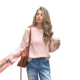 Solid Color Long Sleeve Sweaters Women's Clothing