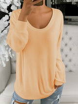 Casual Loose Solid Color Retro Round Neck Long Sleeve Sweater