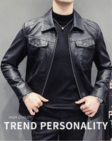 Fall Winter Men Quilted Casual Leather Clothing