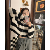 Striped Short Style Women's Knitted Sweater