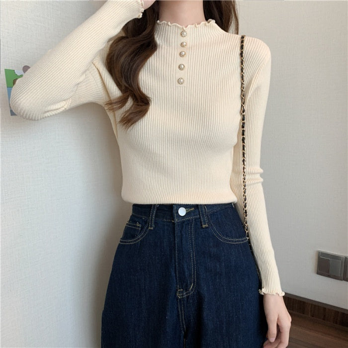 Half Turtleneck Pullover Sweaters Women's Clothing Slim Fit