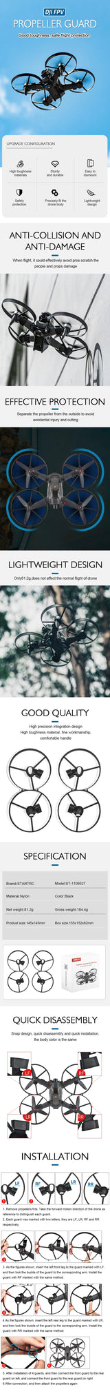 Propellers Guard for DJI FPV Combo Drone Blade Protection Ring Anti-collision Integrated Props Protective Cover Accessories