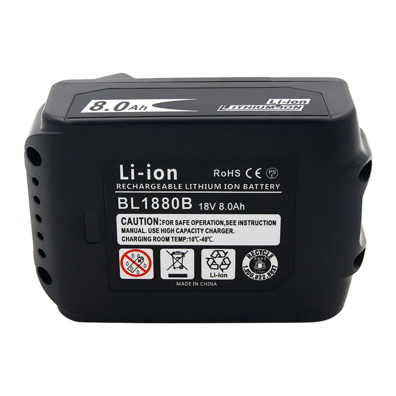 Latest BL1880B BL1860B 18V 8.0Ah 6.0A 3.5A Li Ion Rechargeable Battery for Makita 18V BL1830 BL1840 BL1850 BL1815 Cordless Drill