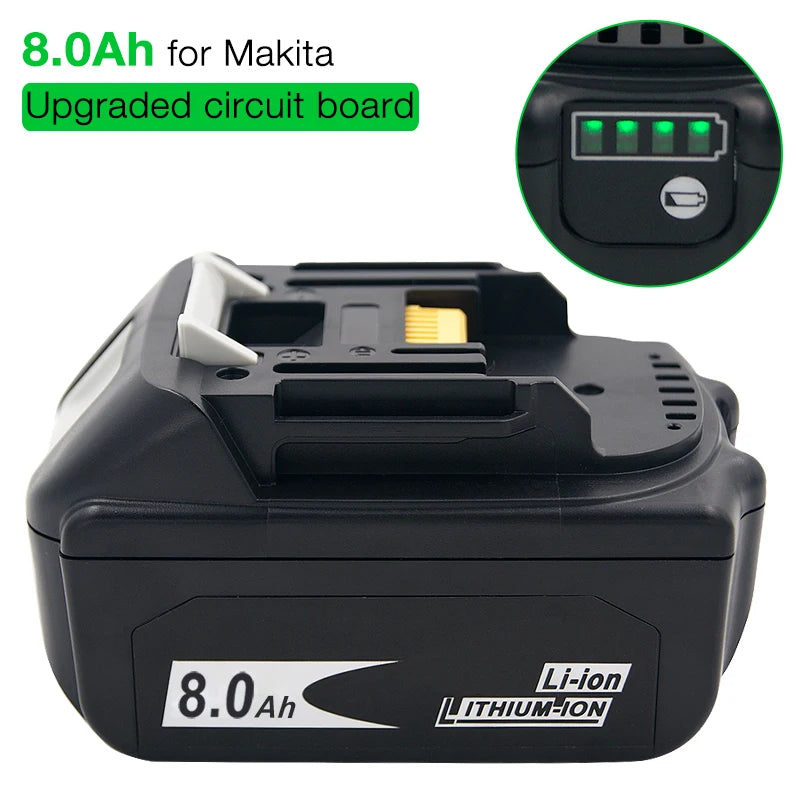 Latest BL1880B BL1860B 18V 8.0Ah 6.0A 3.5A Li Ion Rechargeable Battery for Makita 18V BL1830 BL1840 BL1850 BL1815 Cordless Drill