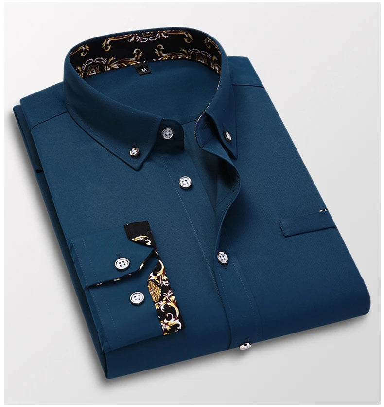 Men's clothing  Arrival Men Shirt Fashion Causal Long Sleeved Male Dress Social Business Brand Shirt Soft Weeding White Shirts