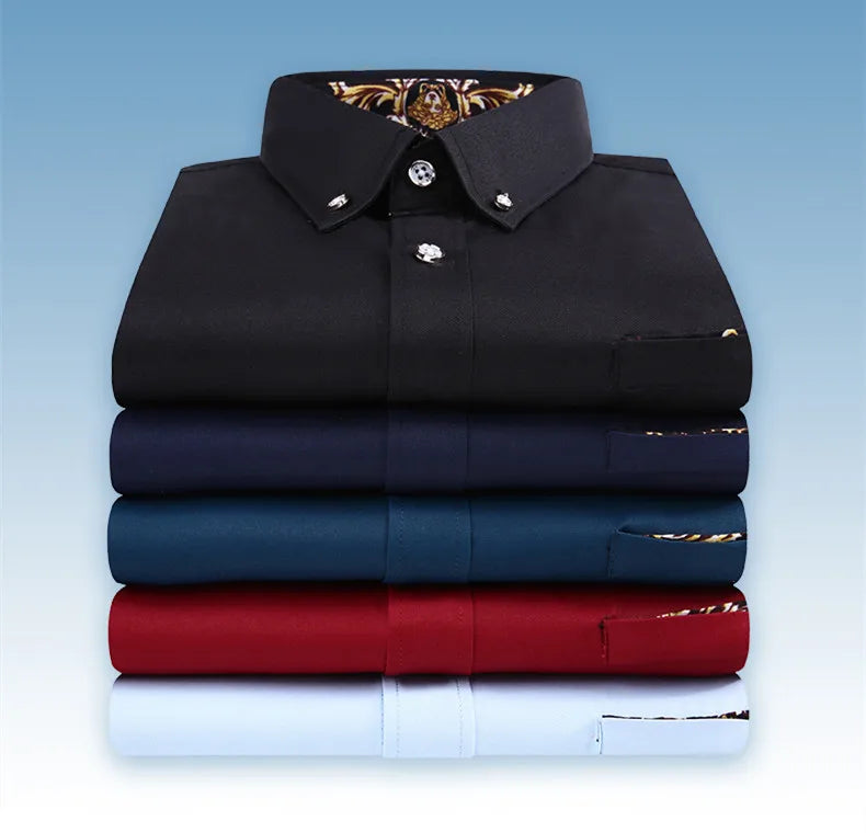 Men's clothing  Arrival Men Shirt Fashion Causal Long Sleeved Male Dress Social Business Brand Shirt Soft Weeding White Shirts