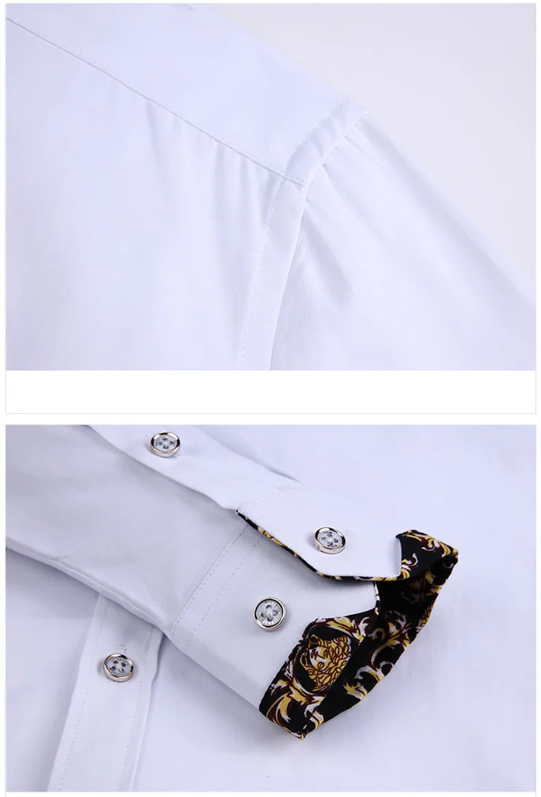 Men's clothing  Arrival Men Shirt Fashion Causal Long Sleeved Male Dress Social Business Brand Shirt Soft Weeding White Shirts