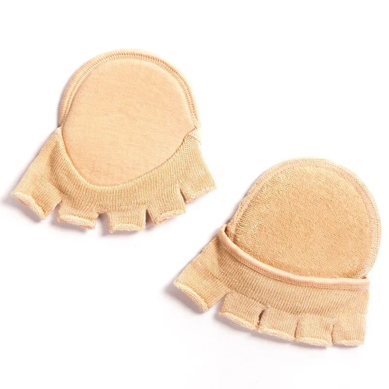 2Pcs=1Pair Toe Separator Foot Care Half Insoles Five Finger Socks Pads Bunion Sleeve Protector Hallux Valgus Forefoot For Women