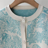 Women's Clothing Early Autumn New Style Temperament Jungle Jacquard Knitted Cardigan Top+French Elegant Half Skirt Two-Piec