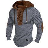 Muscle Men's Clothing. Solid Color Hoodie. New Style Men's T-shirt Top. Pleated Hood. Street Style Long-sleeved T-shirt. S-XXXL