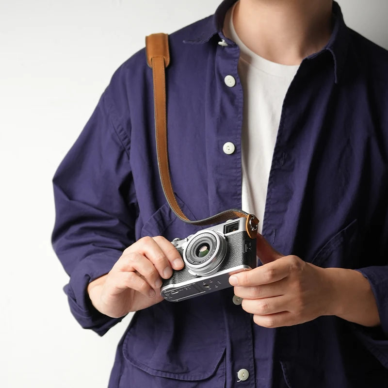 Mr.stone Handmade Genuine Leather Camera Strap For sony a7cR fujifilm XT5 Leica M1 Camera Shoulder Sling Belt (Shoulder support)