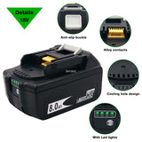 Latest BL1880B BL1860B 18V 8.0Ah 6.0A 3.5A Li Ion Rechargeable Battery for Makita 18V BL1830 BL1840 BL1850 BL1815 Cordless Drill