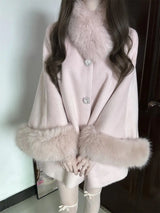 Women's Clothing Wealthy Family Rich Girl High-end Feel Warm Fur Collar Wool Coat Autumn Winter New Mid-length Coats Loose Tops