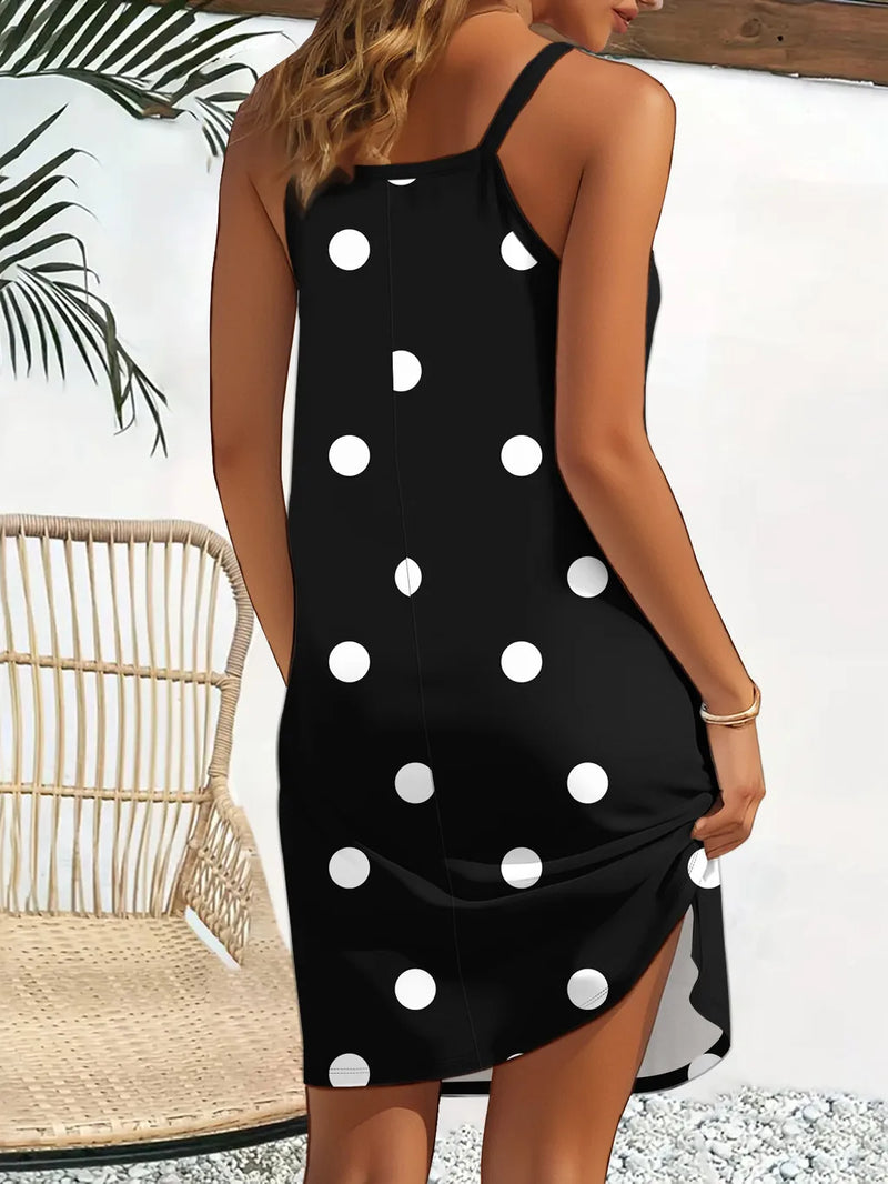 Women's Summer Sleeveless   Print Casual Dress Summer Dress for Holiday Women Clothing Dot  Summer Dress  Women Clothing