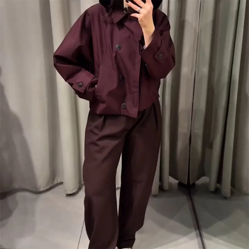 New women's clothing European and American style fashionable design sense lapel bat style short windbreaker