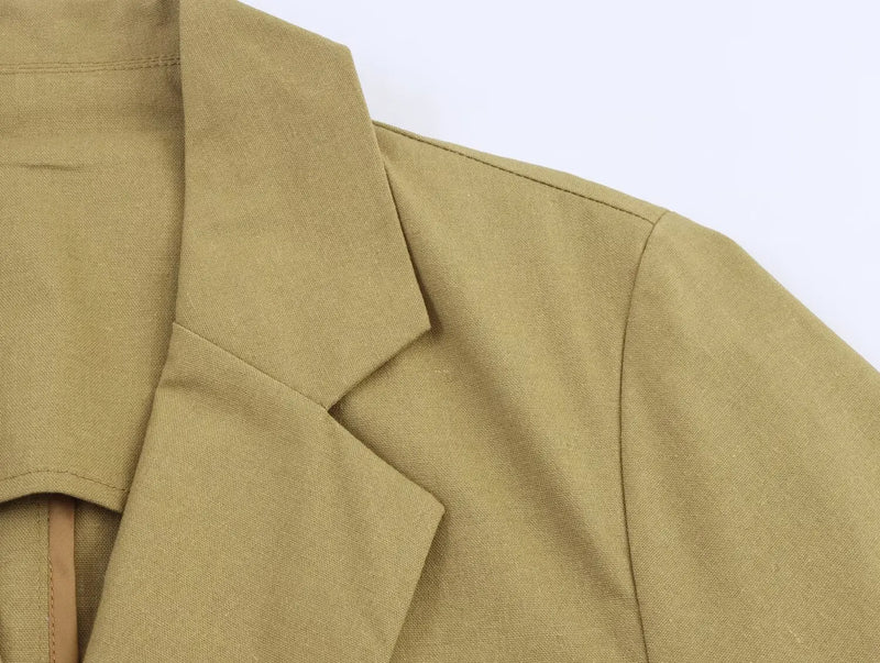 Women's clothing early autumn new fashionable casual temperament linen short suit jacket versatile