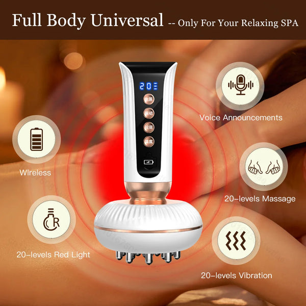 Ems Guasha Massage Brush Red Light Heating Body Shaping Lymphatic Drainage Detoxification Scraping Meridian Brush Fat Burner