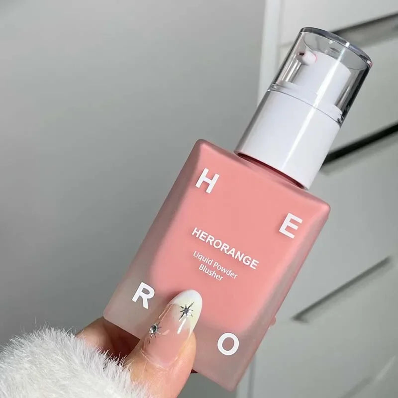 HERORANGE Matte Liquid Blush Velvet Blusher Peach Face Blusher Pigment Lasting Beauty Natural Cheek Tint Cream Blush Makeup 30ML