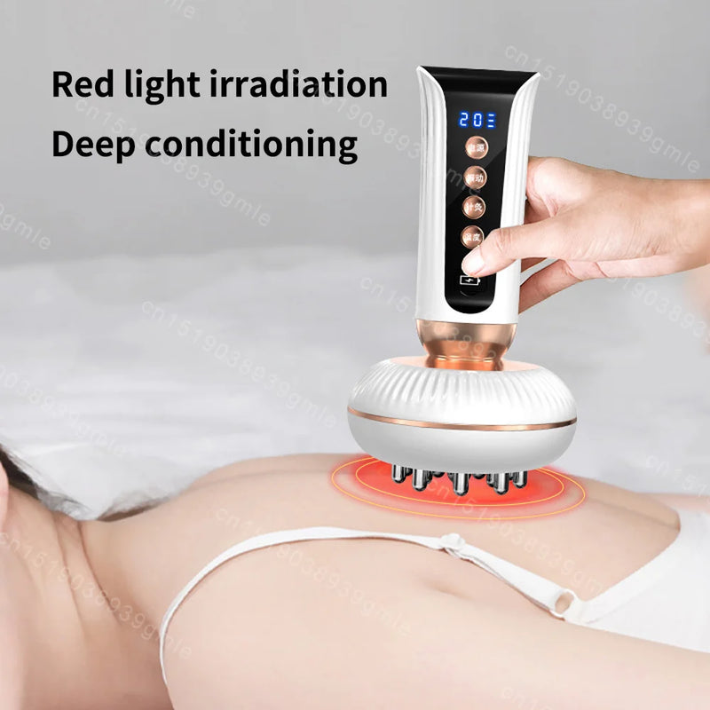 Ems Guasha Massage Brush Red Light Heating Body Shaping Lymphatic Drainage Detoxification Scraping Meridian Brush Fat Burner