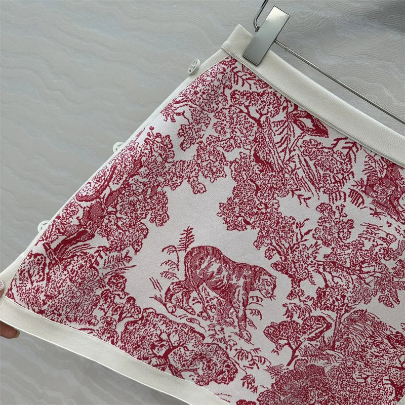 Women's Clothing Early Autumn New Style Temperament Jungle Jacquard Knitted Cardigan Top+French Elegant Half Skirt Two-Piec