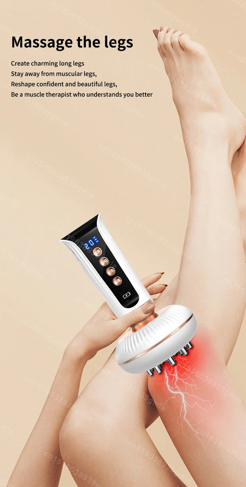 Ems Guasha Massage Brush Red Light Heating Body Shaping Lymphatic Drainage Detoxification Scraping Meridian Brush Fat Burner