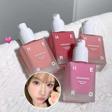 HERORANGE Matte Liquid Blush Velvet Blusher Peach Face Blusher Pigment Lasting Beauty Natural Cheek Tint Cream Blush Makeup 30ML