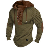 Muscle Men's Clothing. Solid Color Hoodie. New Style Men's T-shirt Top. Pleated Hood. Street Style Long-sleeved T-shirt. S-XXXL