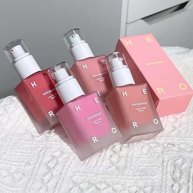 HERORANGE Matte Liquid Blush Velvet Blusher Peach Face Blusher Pigment Lasting Beauty Natural Cheek Tint Cream Blush Makeup 30ML