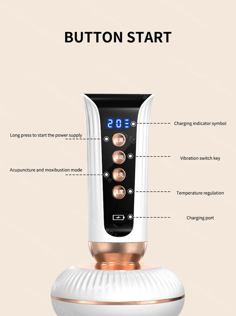 Ems Guasha Massage Brush Red Light Heating Body Shaping Lymphatic Drainage Detoxification Scraping Meridian Brush Fat Burner