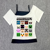 Woman Clothes for Women Trashy Y2k 2000s Tops With Suspenders Female Clothing Crop Top Sexys Summer Women's Cropped Emo Corset