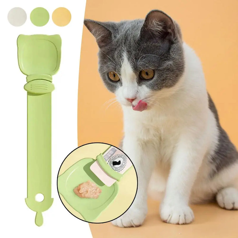 Pet Feed Spoon Food Scoop Cat Strip Squeezer Feeder Dispenser Indoors Puppy Kitten Snack Liquid Food Scoop Kitty Pet Supplies