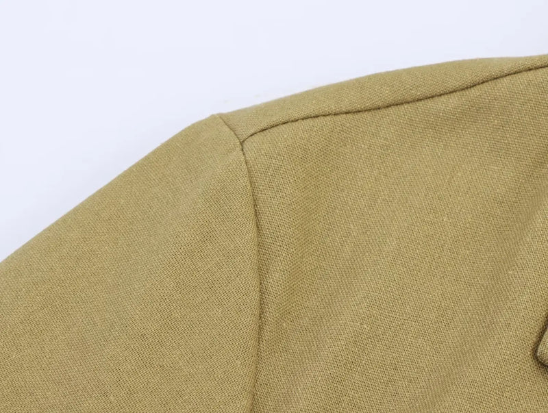 Women's clothing early autumn new fashionable casual temperament linen short suit jacket versatile