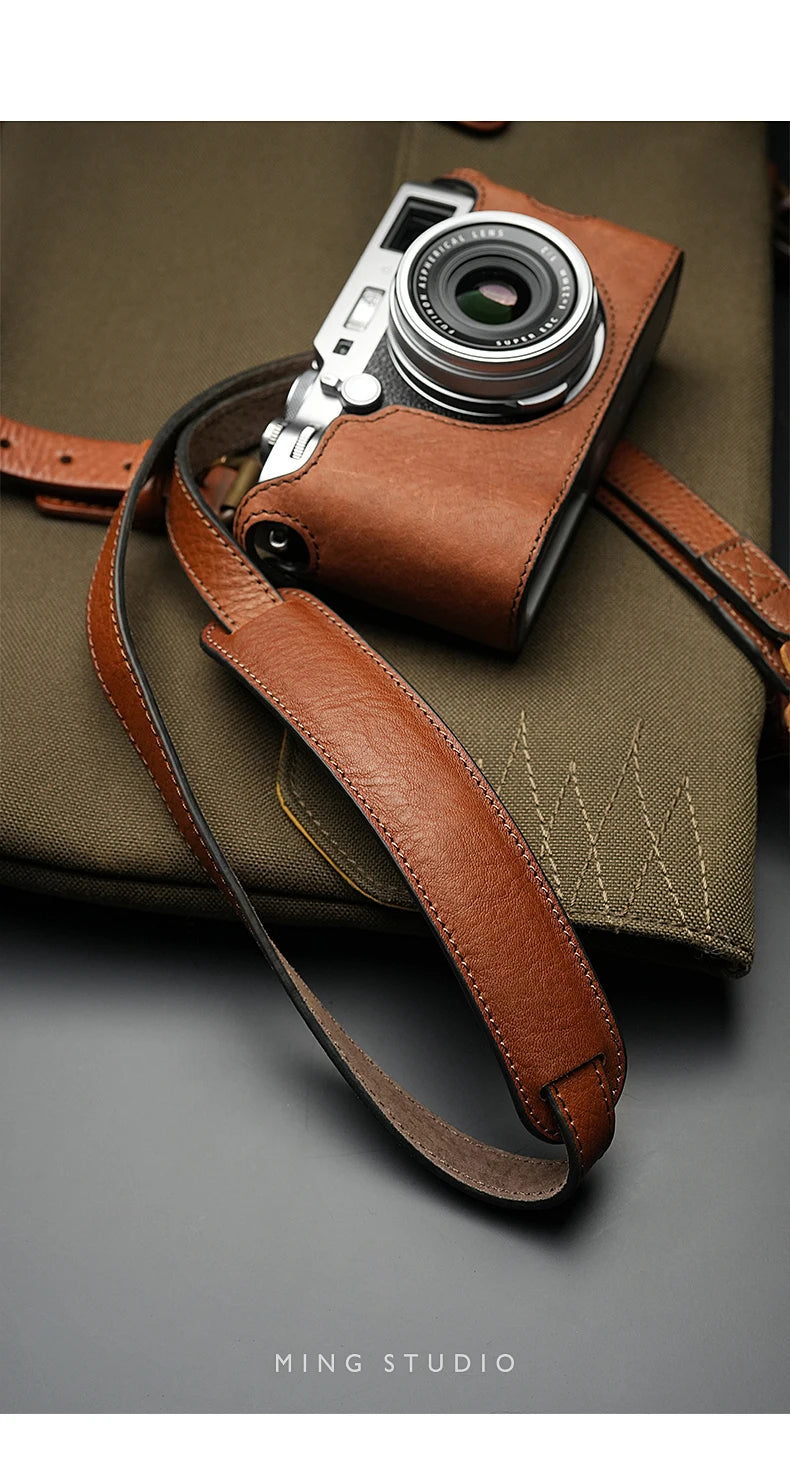 Mr.stone Handmade Genuine Leather Camera Strap For sony a7cR fujifilm XT5 Leica M1 Camera Shoulder Sling Belt (Shoulder support)