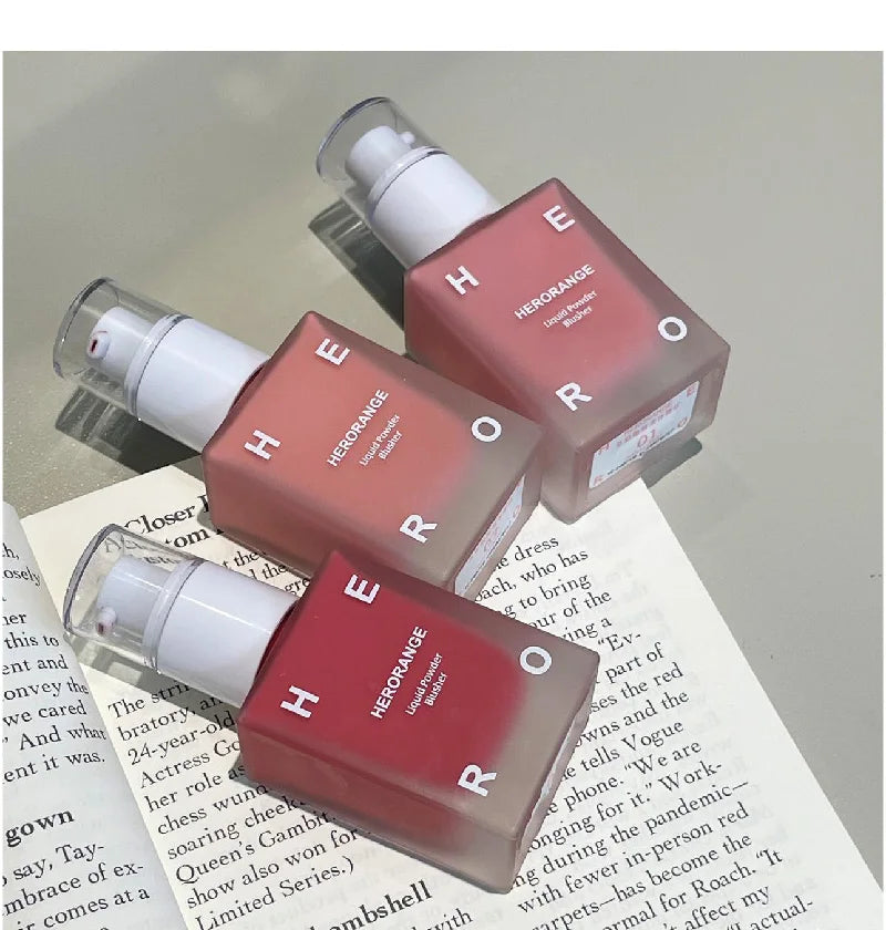 HERORANGE Matte Liquid Blush Velvet Blusher Peach Face Blusher Pigment Lasting Beauty Natural Cheek Tint Cream Blush Makeup 30ML