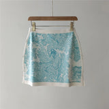 Women's Clothing Early Autumn New Style Temperament Jungle Jacquard Knitted Cardigan Top+French Elegant Half Skirt Two-Piec