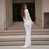 Women's Clothing Autumn New Style High-end Temperament Sexy Backless Dress Long Skirt Slim Fit Long Sleeved Dress