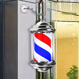 Barber Pole Light Rotating Hair Salon Shop Sign Stripe Windproof Water Resistant Rainproof LED Light for Entrance Indoor