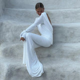 Women's Clothing Autumn New Style High-end Temperament Sexy Backless Dress Long Skirt Slim Fit Long Sleeved Dress