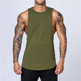 Men's Gym Clothing Summer Fitness Cotton Tank Top Men Jogging Bodybuilding Sleeveless Shirt Breathable O-Neck Casual Muscle Vest