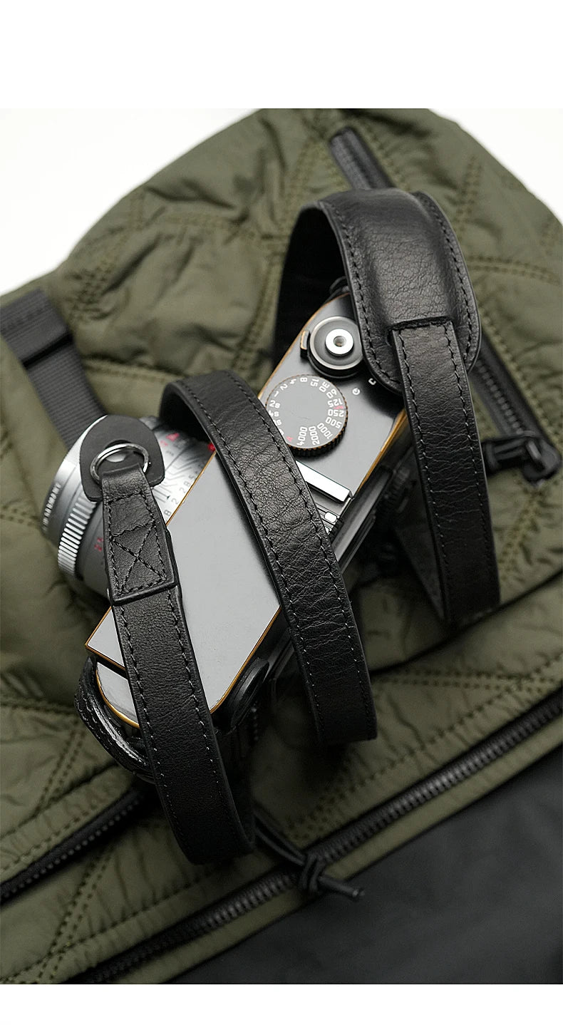 Mr.stone Handmade Genuine Leather Camera Strap For sony a7cR fujifilm XT5 Leica M1 Camera Shoulder Sling Belt (Shoulder support)