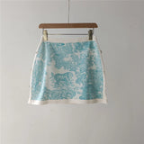 Women's Clothing Early Autumn New Style Temperament Jungle Jacquard Knitted Cardigan Top+French Elegant Half Skirt Two-Piec