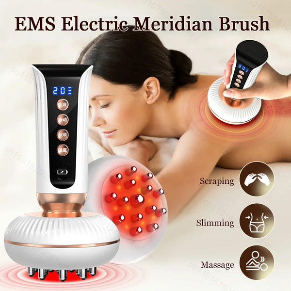 Ems Guasha Massage Brush Red Light Heating Body Shaping Lymphatic Drainage Detoxification Scraping Meridian Brush Fat Burner