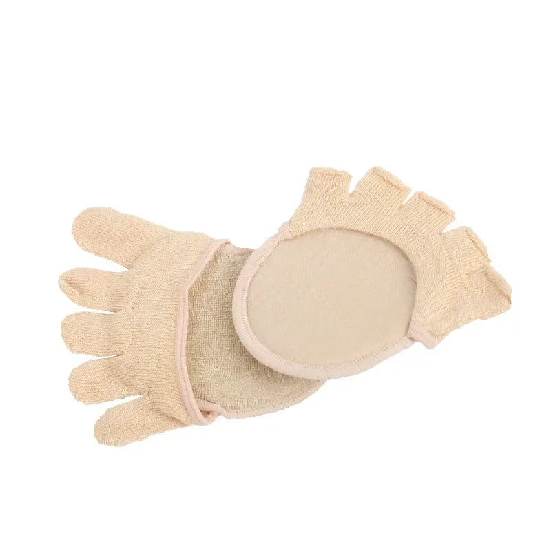 2Pcs=1Pair Toe Separator Foot Care Half Insoles Five Finger Socks Pads Bunion Sleeve Protector Hallux Valgus Forefoot For Women