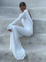 Women's Clothing Autumn New Style High-end Temperament Sexy Backless Dress Long Skirt Slim Fit Long Sleeved Dress