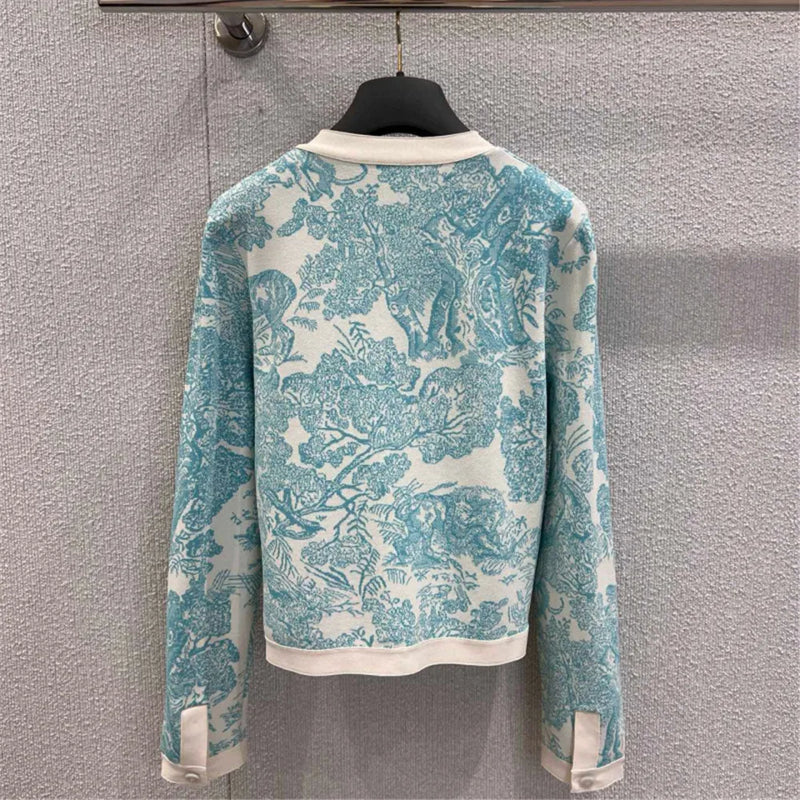Women's Clothing Early Autumn New Style Temperament Jungle Jacquard Knitted Cardigan Top+French Elegant Half Skirt Two-Piec