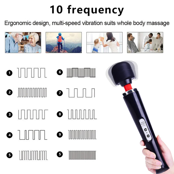 Multifunctional massage stick 10-frequency powerful vibrator Silicone material USB rechargeable large vibration massage stick