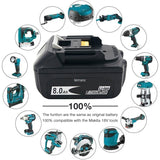 Latest BL1880B BL1860B 18V 8.0Ah 6.0A 3.5A Li Ion Rechargeable Battery for Makita 18V BL1830 BL1840 BL1850 BL1815 Cordless Drill